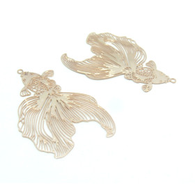 AE115587 Lot de 2 pendentifs filigrane, Poissons de Combat 49 mm coloris Or Rose
