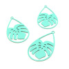 pendentifs filigrane, Feuille de Monstera dans Goutte 26 par 15 mm Coloris Bleu Vert