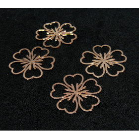 AE112177 Lot de 4 pendentifs filigrane Fleur de Sakura 17 mm Coloris Or Rose