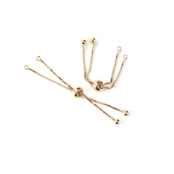 S110090891 PAX 2 Bracelets Réglable - Intercalaire - 19 cm - maille en Cuivre - maille Paloma coloris Or Mate