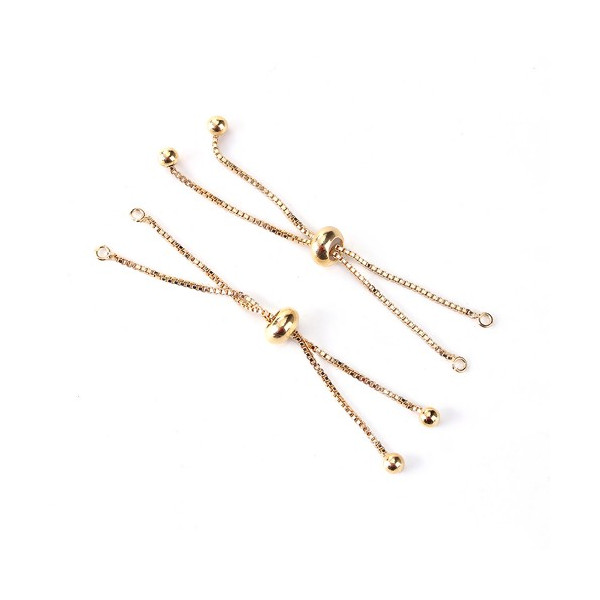 S110090891 PAX 2 Bracelets Réglable - Intercalaire - 19 cm - maille en Cuivre - maille Paloma coloris Or Mate