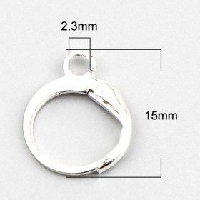 15 mm Gunmetal/argent Rectangle anneaux boucle anneaux
