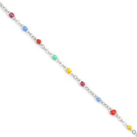 Chaine émaillé multicolores - maille fine 2,1 mm - Acier Inoxydable - base Argenté