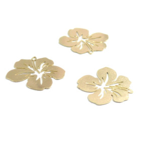 Estampes pendentif filigrane Fleur d' Hibiscus 20 mm cuivre Coloris Doré