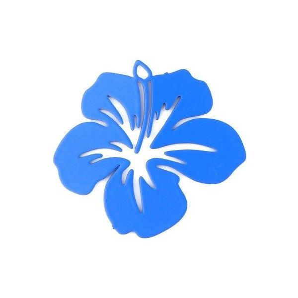 PS11752786 PAX 10 Estampes pendentif filigrane Fleur d' Hibiscus 20 mm cuivre Coloris Bleu Electrique