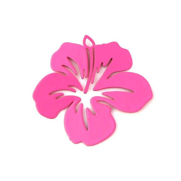 Estampes Pendentif Filigrane Fleur d’Hibiscus 20mm Cuivre Coloris Rose