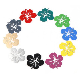 PS11752785 PAX 10 Estampes pendentif filigrane Fleur d' Hibiscus 20 mm cuivre Coloris Vert