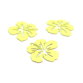 Estampes pendentif filigrane Fleur d' Hibiscus 20 mm cuivre Coloris Jaune