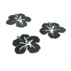 AE11556 Lot de 4 Estampes pendentif filigrane Fleur d' Hibiscus 20 mm Noir