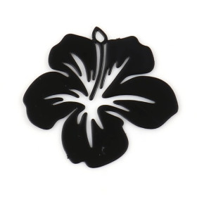Estampes pendentif filigrane Fleur d' Hibiscus 20 mm cuivre Coloris Noir DIY