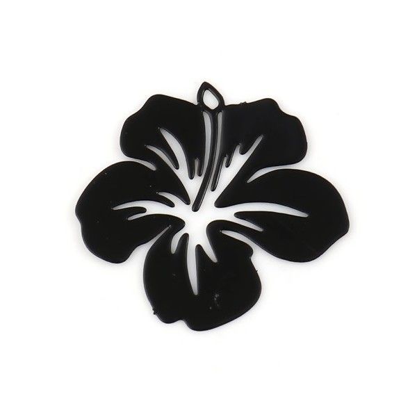 Estampes pendentif filigrane Fleur d' Hibiscus 20 mm cuivre Coloris Noir DIY