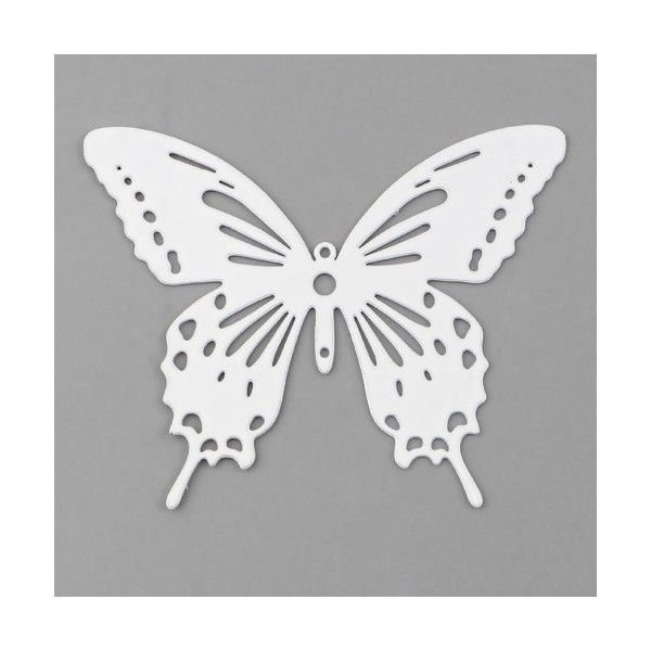 PS11752742 PAX 2 Estampes pendentif filigrane Papillon 44 mm cuivre Coloris Blanc