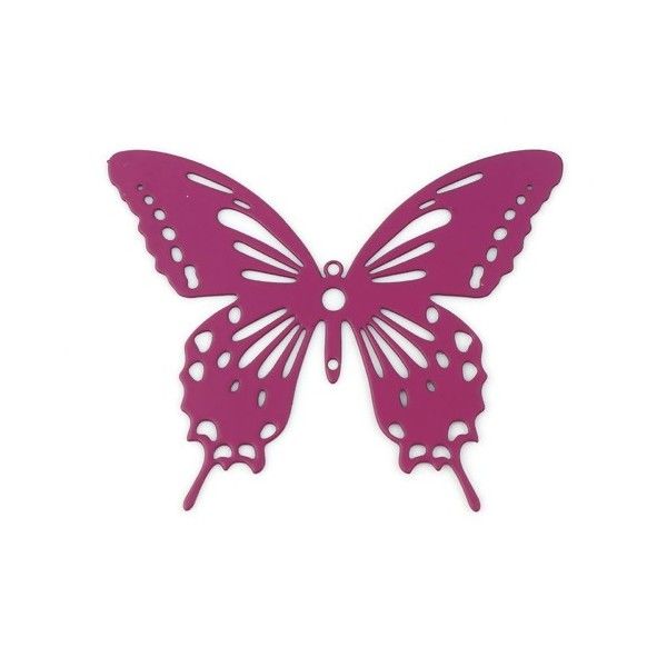 PS11752744 PAX 2 Estampes pendentif filigrane Papillon 44 mm cuivre Coloris Violet Orchidée