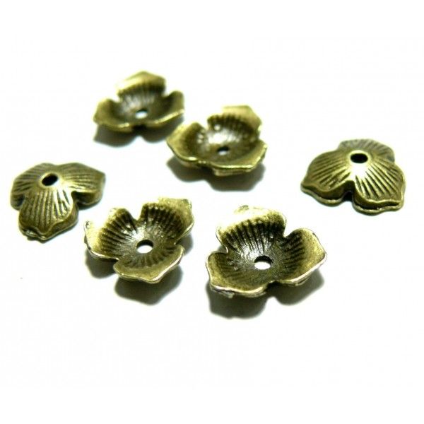 Lot de 50 coupelles caps fleur métal couleur Bronze 2A7761