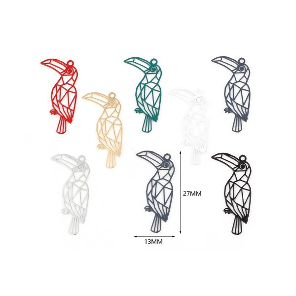 Estampes, pendentif filigrane, Toucan style Origami  27 mm cuivre Coloris Doré