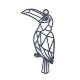 Estampes, pendentif filigrane, Toucan style Origami  27 mm cuivre Coloris Gris