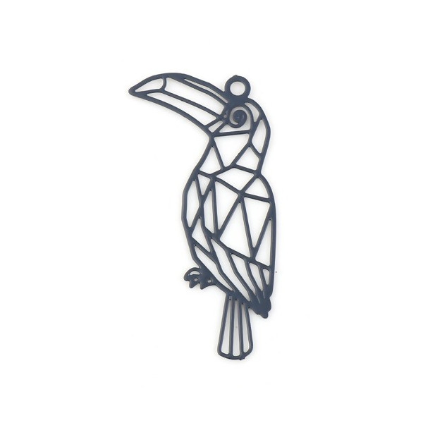 Estampes, pendentif filigrane, Toucan style Origami  27 mm cuivre Coloris Gris