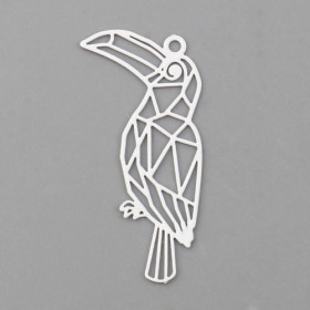 PS11752764 PAX 10 Estampes, pendentif filigrane, Toucan style Origami  27 mm cuivre Coloris Blanc