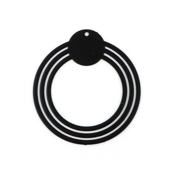 Estampes, pendentif filigrane, Triple Cercle 30 mm cuivre Coloris Noir