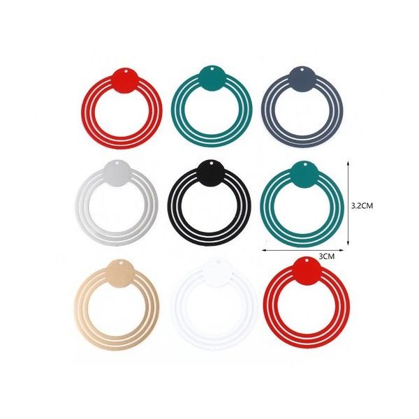 PS11752752 PAX 5 Estampes, pendentif filigrane, Triple Cercle 30 mm cuivre Coloris Bleu Canard