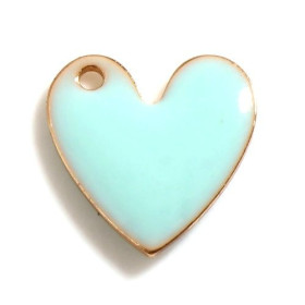 PS11754221 PAX 4 pendentifs Coeur style emaillé 10 mm Bleu Clair metal couleur Doré
