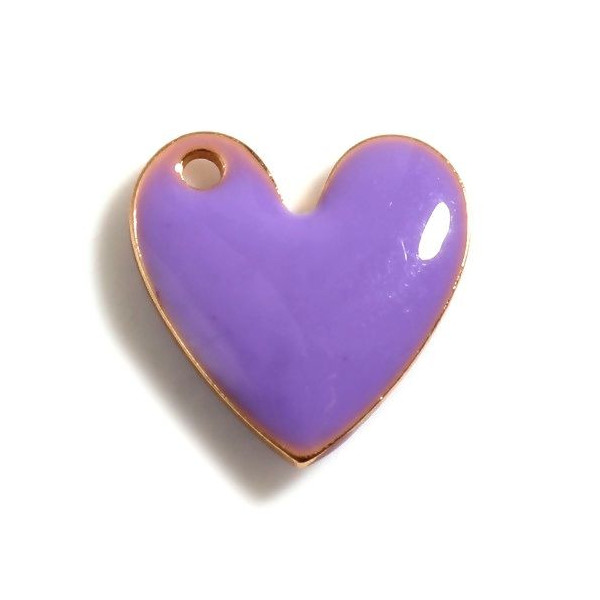 PS11754222 PAX 4 pendentifs Coeur style emaillé 10 mm Violet metal couleur Doré