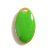 pendentifs Ovale style emaillé 14 par 8 mm Vert metal couleur Doré