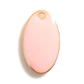 pendentifs Ovale style emaillé 14 par 8 mm Rose metal couleur Doré