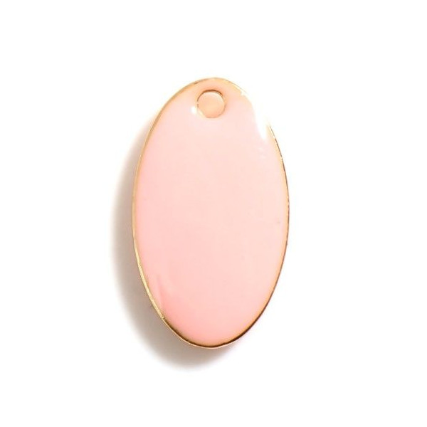 pendentifs Ovale style emaillé 14 par 8 mm Rose metal couleur Doré