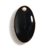 pendentifs Ovale style emaillé 14 par 8 mm Noir metal couleur Doré