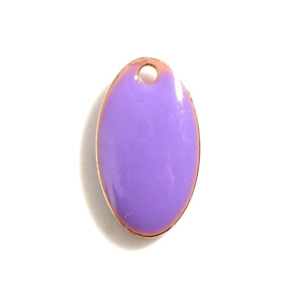 pendentifs Ovale style emaillé 14 par 8 mm Violet metal couleur Doré