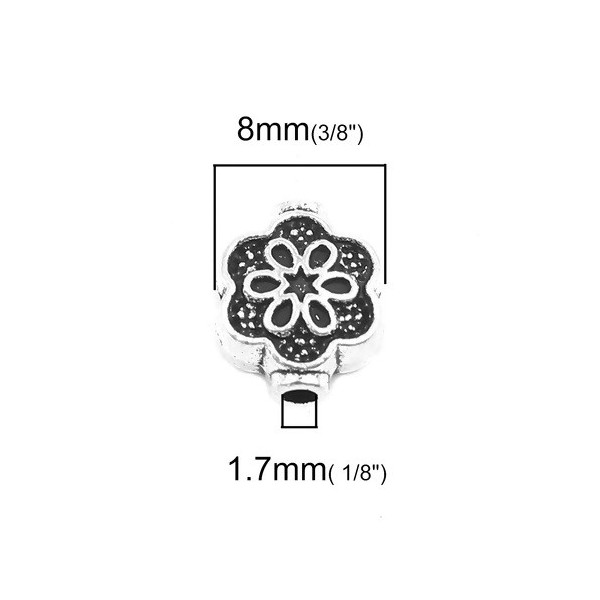 PS110201271 PAX 25 perles intercalaires Fleur 10mm Métal coloris Argent Antique