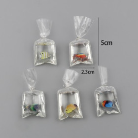Pendentifs - Poisson Bleu Vert - Aquarium - dans sachet 50 mm - avec attache coloris Argent
