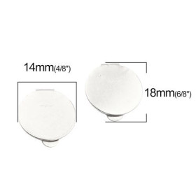 Supports de Boucles d'oreille Clips Plateau lisse 14 mm ACIER INOXYDABLE