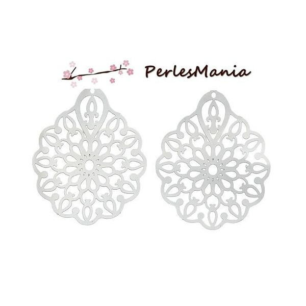 10 ESTAMPES CONNECTEUR 36mm ARGENT PLATINE EN ACIER INOXYDABLE S1159515 