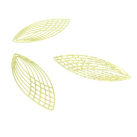 AE118987 Lot de 4 Estampes pendentif filigrane Grand Ovale Oblong Doré 15 par 40mm