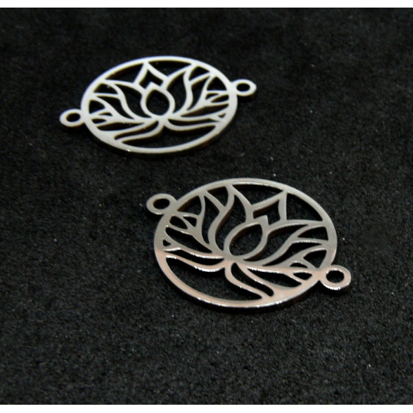 Connecteurs Fleur de Lotus 23mm – Acier Inoxydable Argenté