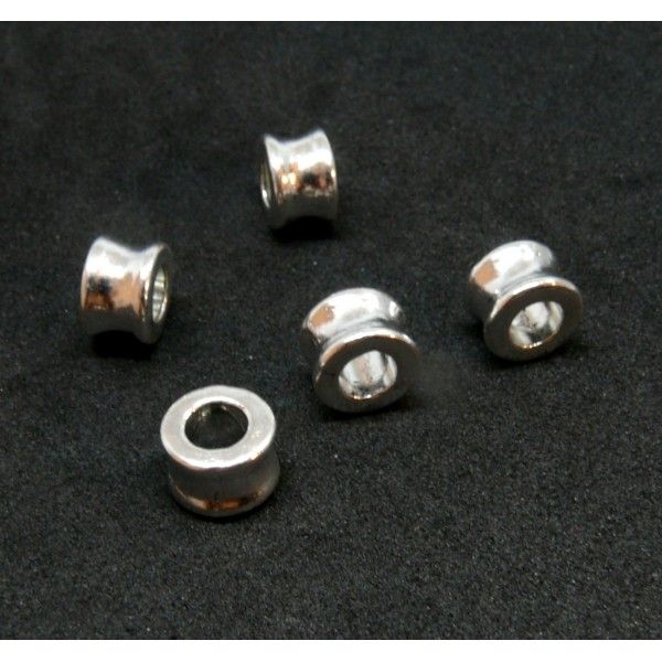 H119214 PAX 20 perles intercalaire Tambour Trou 4.5mm qualité Argent Platine