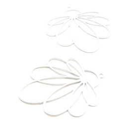 AE116210 Lot de 2 Estampes, pendentif filigrane, Fleur Eventail 30 par 30mm, coloris Blanc