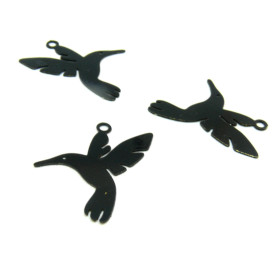 Estampes Pendentif Colibri Oiseau mouche 23x22mm Noir