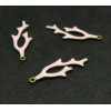 Lot de 2 pendentifs style émaillé - forme Corail 22 par 8 mm coloris Rose cuivre Doré