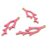 Pendentifs Corail Émaillé 22x8mm – Rose Foncé et Cuivre Doré