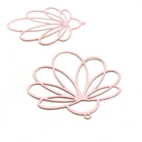 AE116262 Lot de 2 Estampes pendentif filigrane Fleur Eventail 41 par 45mm coloris Or Rose