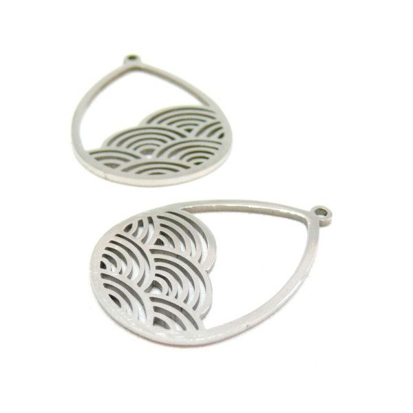 pendentifs Goutte style Zen, Japon 30 mm en ACIER INOXYDABLE 201 pour création de bijoux raffinés