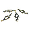 Pendentifs style émaillé - forme Corail 22 par 8 mm coloris Noir cuivre Doré