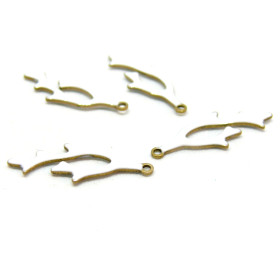 Lot de 2 pendentifs style émaillé - forme Corail 22 par 8 mm coloris Blanc cuivre Doré