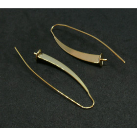 Crochets d'oreille 55 mm en laiton, pour perles à demi percées finition OR 18KT