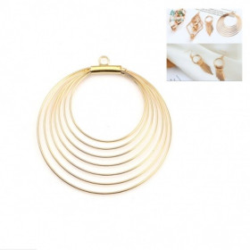 PS110115215 PAX 1 pendentif, Géométrique, Multi Cercles 63 mm, Cuivre plaqué OR 18KT pour bijoux raffinés