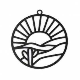 Estampes pendentif filigrane Nature Cactus 30 mm coloris Noir