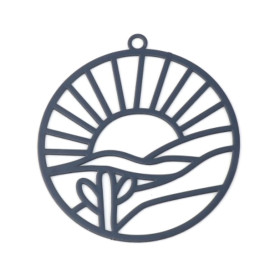 PS11752758 PAX 5 Estampes pendentif filigrane Nature Cactus 30 mm coloris Gris Foncé